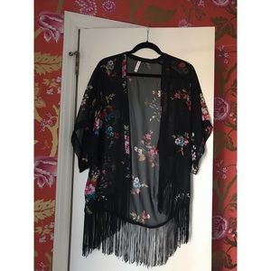 Floral Kimono with fringe